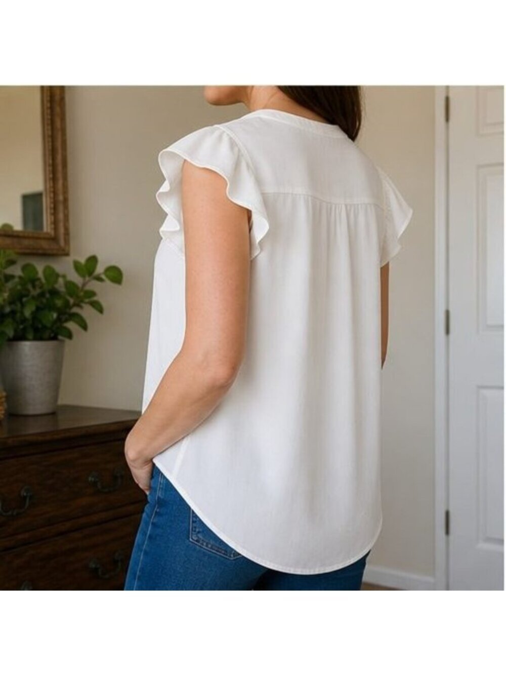 White Ruffle Blouse - Picture 3 of 6